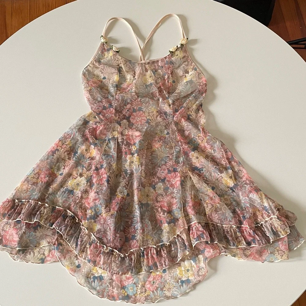 Floral Sheer Mini Dress Cover Up - Picture 3 of 16
